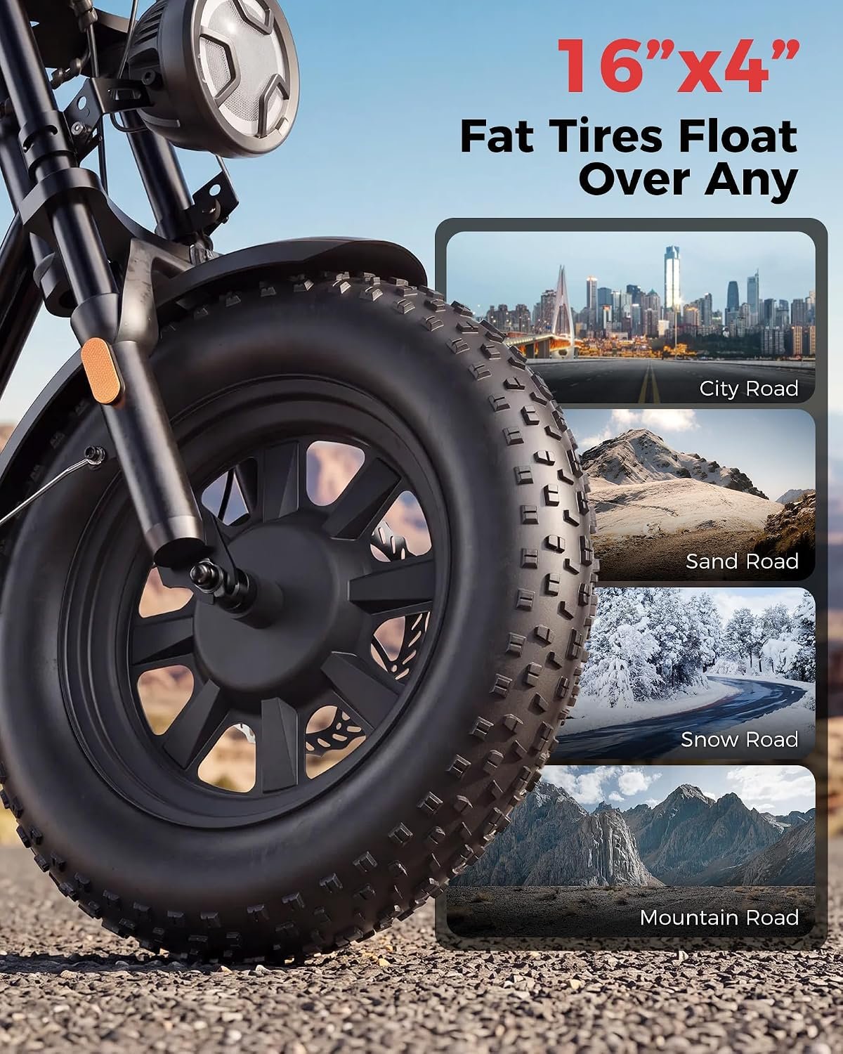 AYOLNY 16" Fat Tire Electric Bike – 1500W Peak, 48V 13Ah, 55+ Mile Range - Image 5